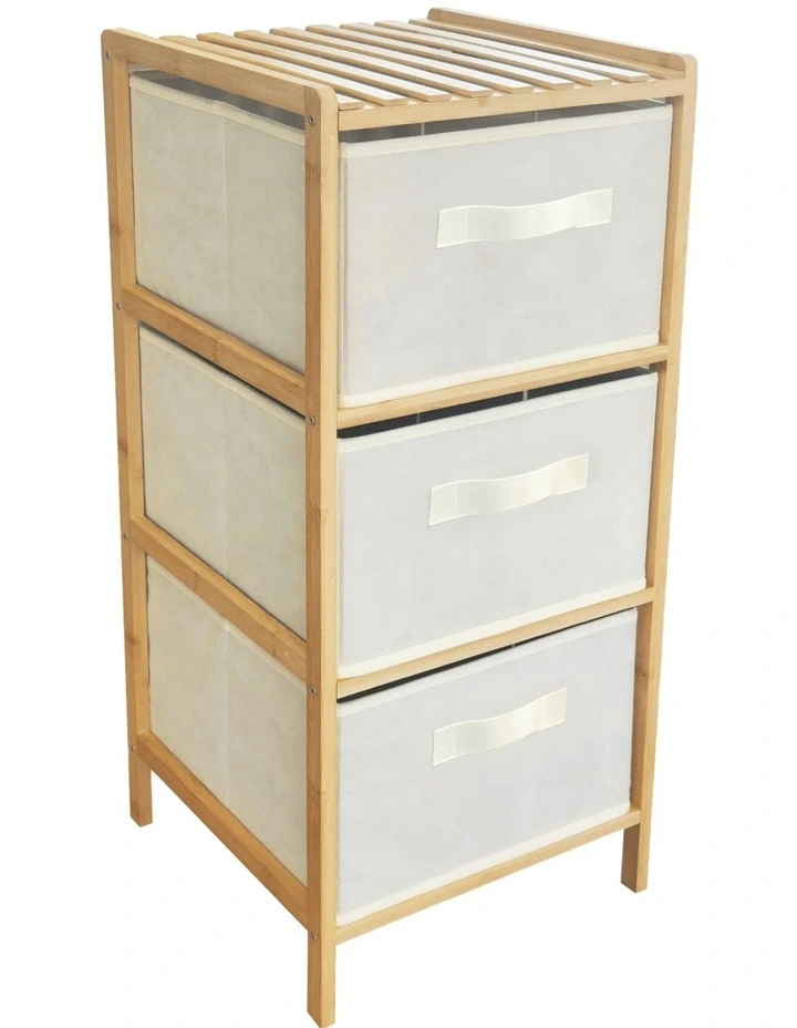3 Drawer Bamboo Storage Cabinet in Brown image 1
