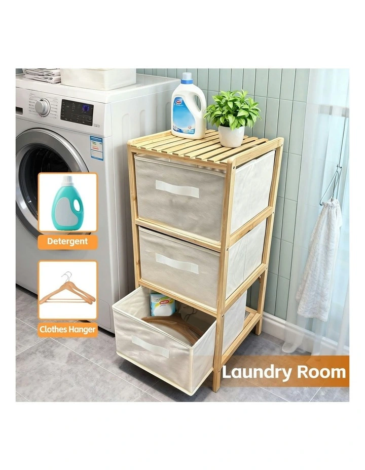 3 Drawer Bamboo Storage Cabinet in Brown image 5