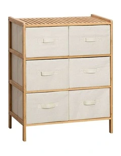 6 Drawer Bamboo Storage Cabinet in Beige