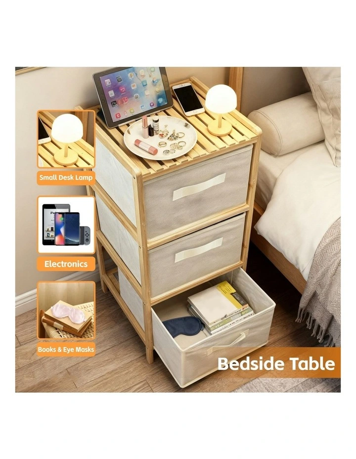 6 Drawer Bamboo Storage Cabinet in Beige image 3