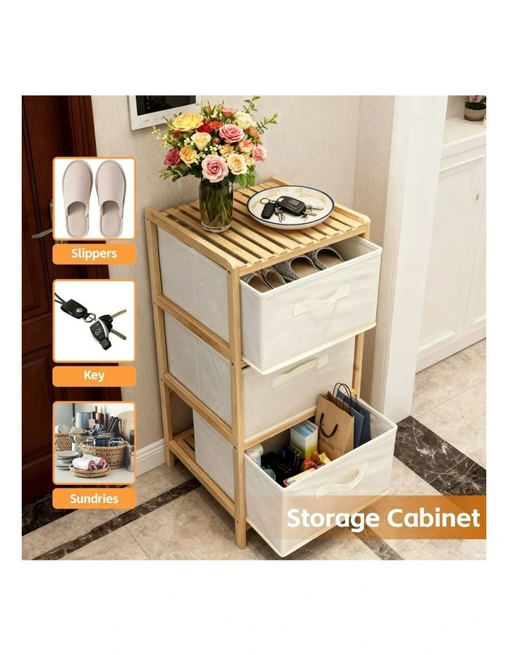 6 Drawer Bamboo Storage Cabinet in Beige image 6