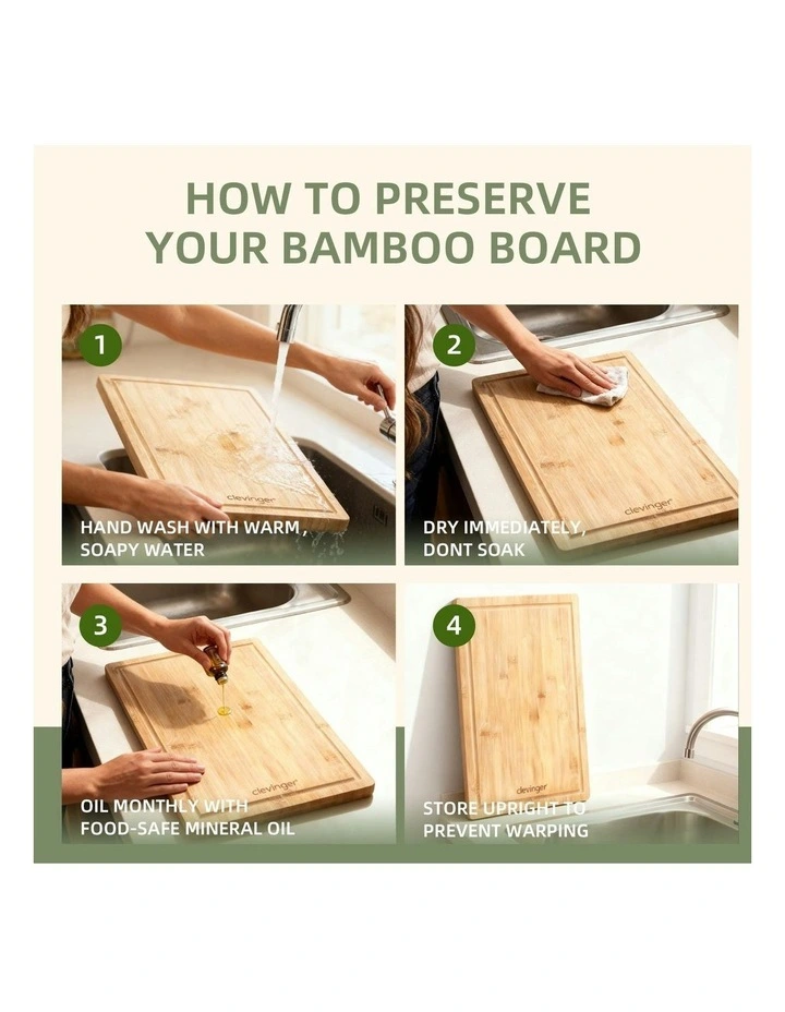 Bamboo Cutting Board 3 Piece Set in Beige image 2