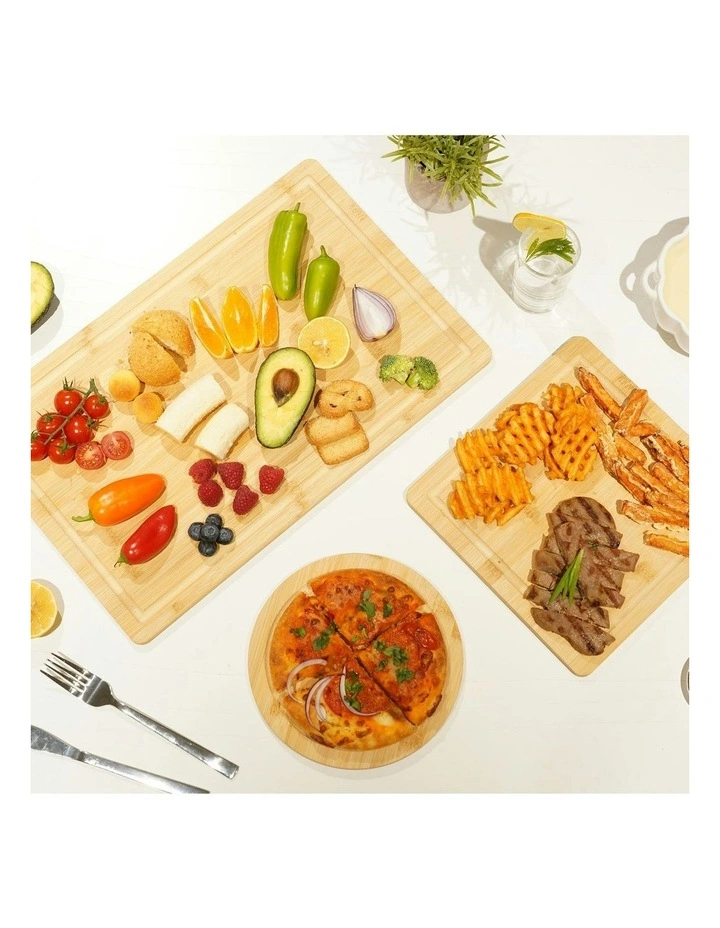 Bamboo Cutting Board 3 Piece Set in Beige image 3