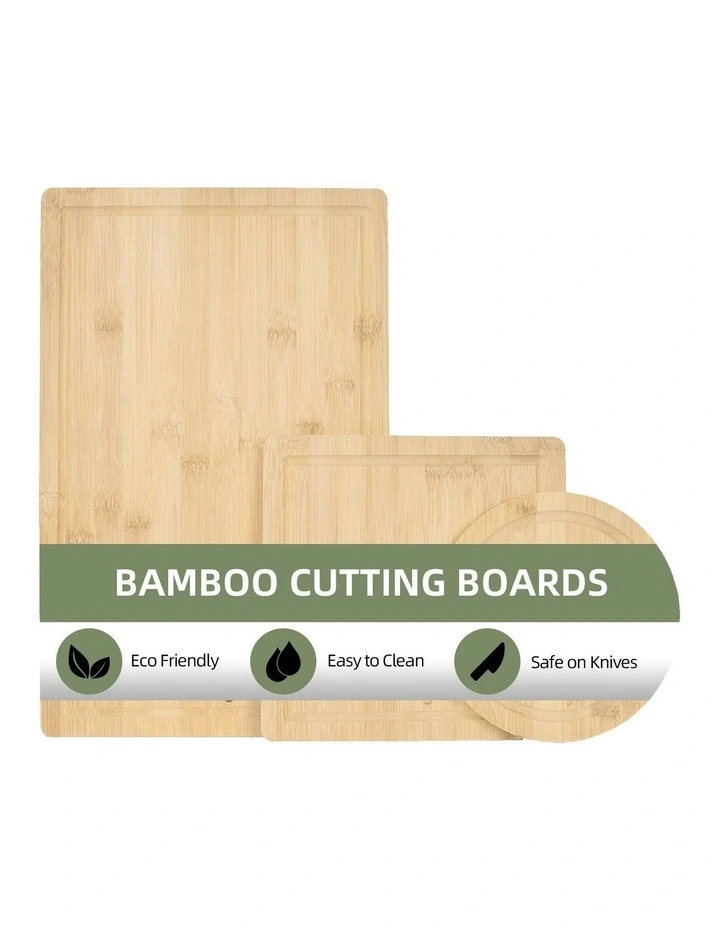 Bamboo Cutting Board 3 Piece Set in Beige image 6