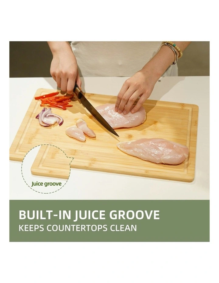 Bamboo Cutting Board 3 Piece Set in Beige image 7