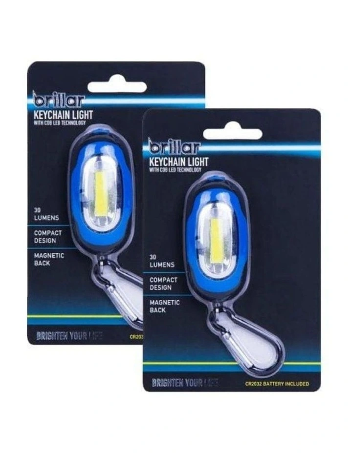 Safety Light Work Keychain Light Flashlight COB LED Pack of 2 in Blue image 1