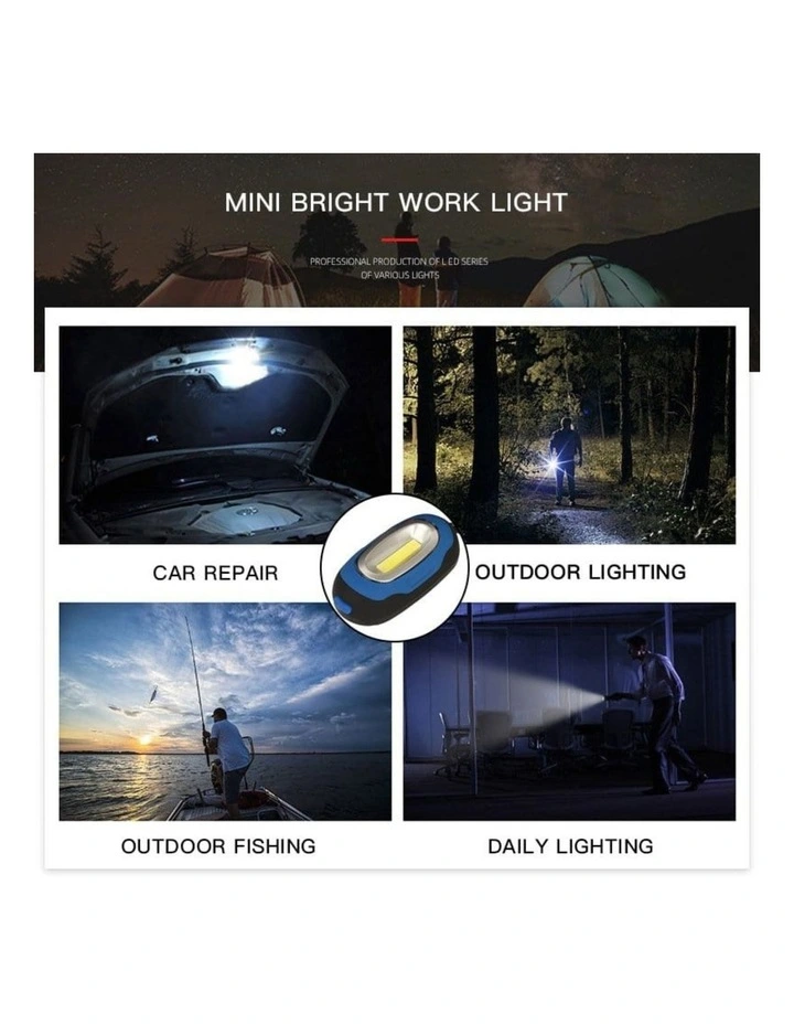Safety Light Work Keychain Light Flashlight COB LED Pack of 2 in Blue image 2