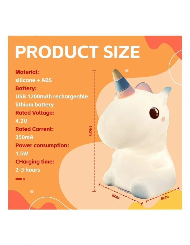 Squishy Unicorn Bedroom Night Light Lamp in Yellow image 2