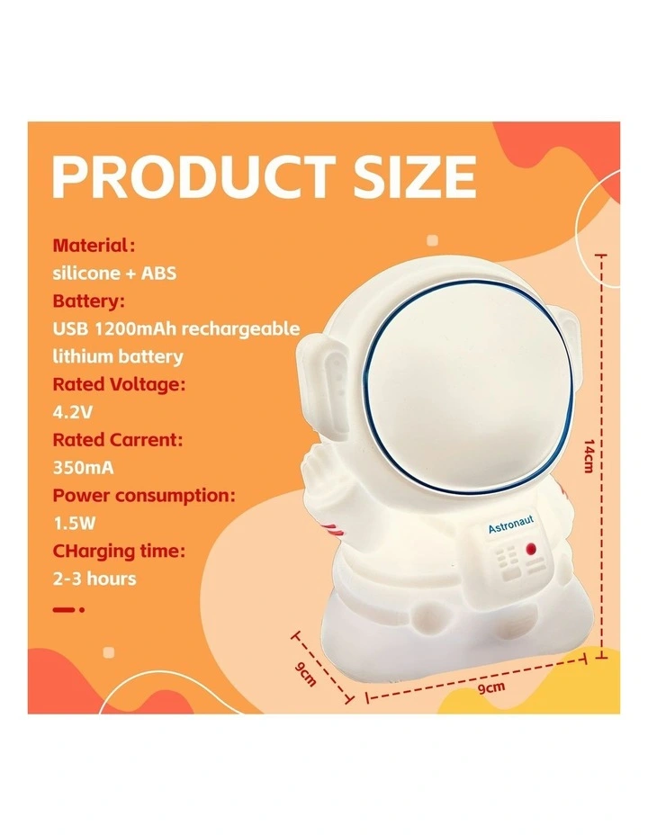 Squishy Astronaut Bedroom Lamp Night Light in Yellow image 6