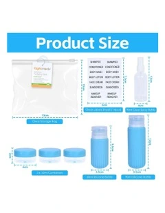 Toiletries Travel Bottles Set Of 8 Pieces in Blue