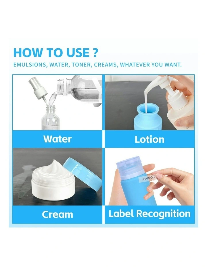 Toiletries Travel Bottles Set Of 8 Pieces in Blue image 3