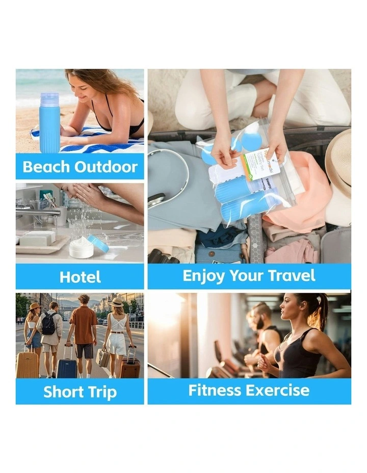 Toiletries Travel Bottles Set Of 8 Pieces in Blue image 4