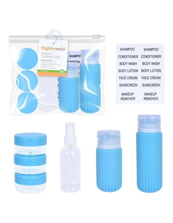 Toiletries Travel Bottles Set Of 8 Pieces in Blue image 6