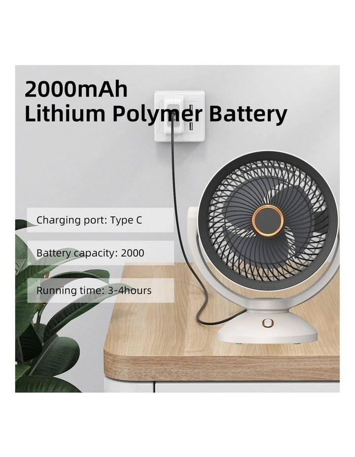 2000mAh Rechargeable Portable Fan in White image 4