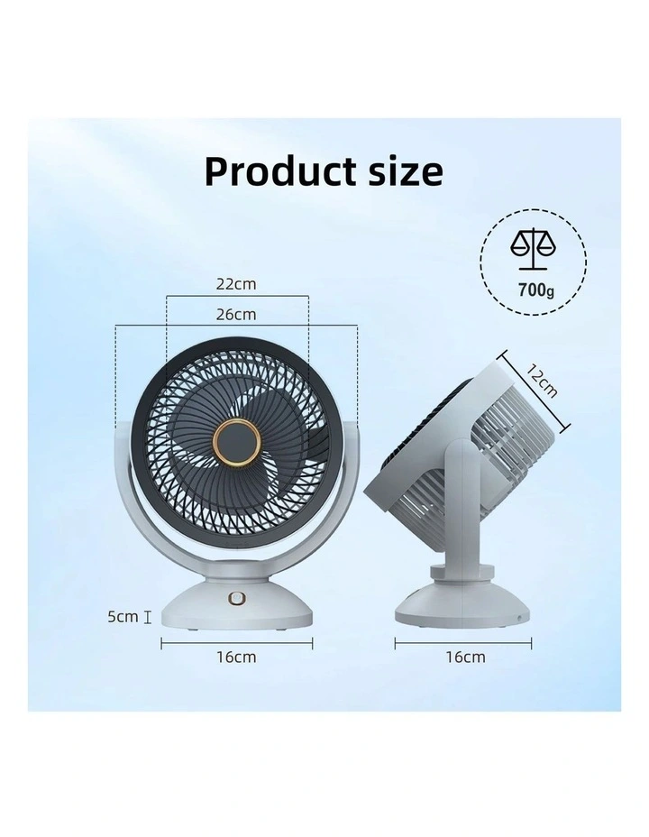 2000mAh Rechargeable Portable Fan in White image 6