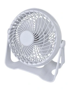 USB Rechargeable Portable Desk Fan in White