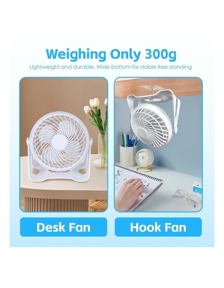 USB Rechargeable Portable Desk Fan in White image 4