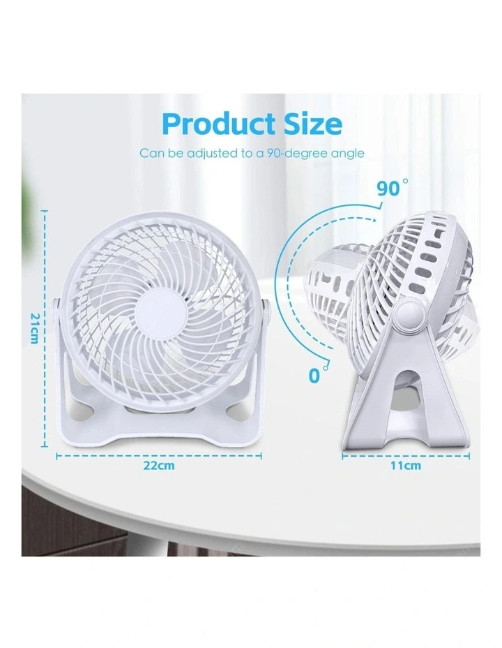 USB Rechargeable Portable Desk Fan in White image 6