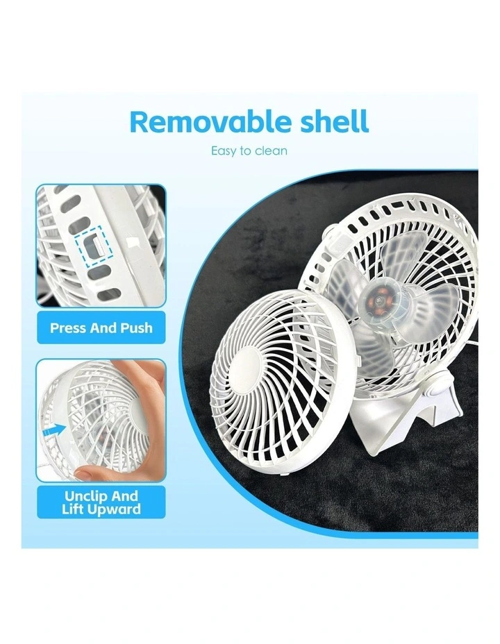 USB Rechargeable Portable Desk Fan in White image 7