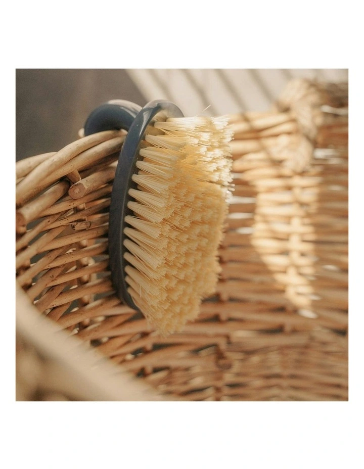 Eco Bamboo Handle Iron Household Scrubber Brush in Beige image 3