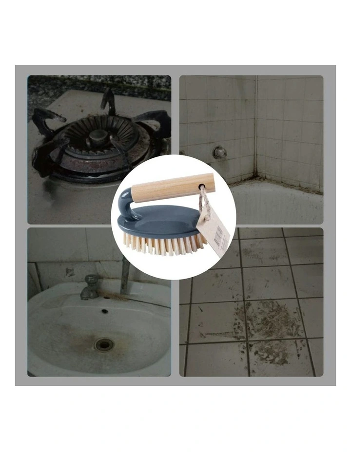 Eco Bamboo Handle Iron Household Scrubber Brush in Beige image 7