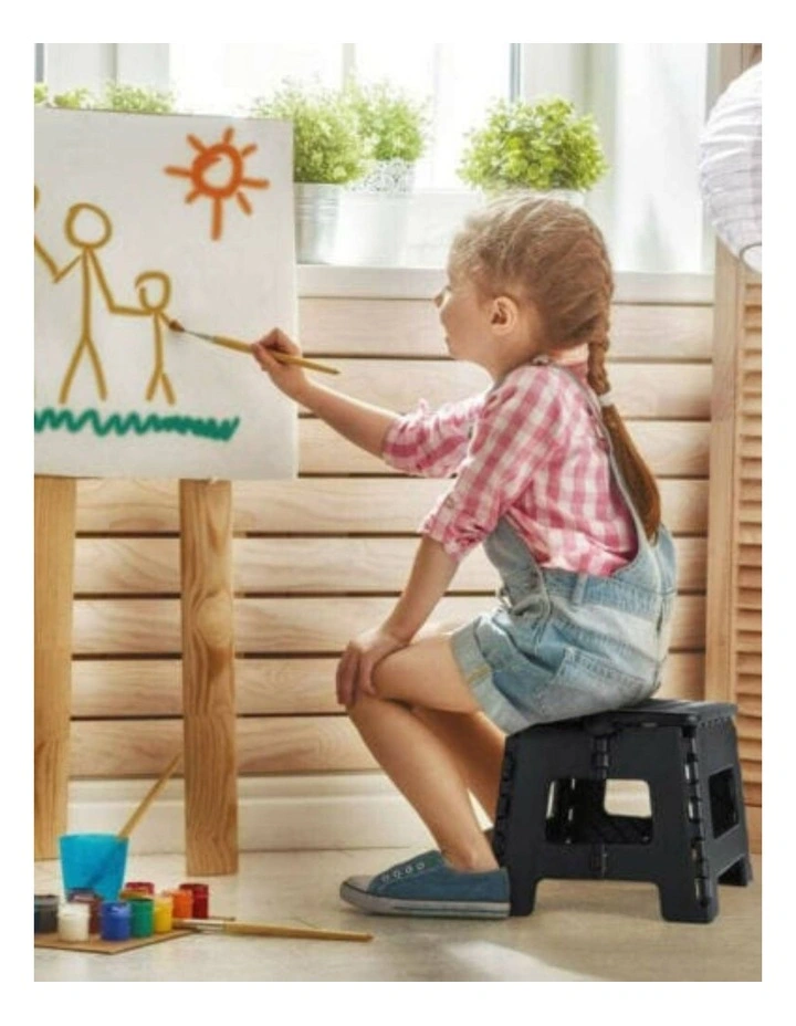 Outdoor Camping Plastic Folding Stool Portable Chair in Black image 2