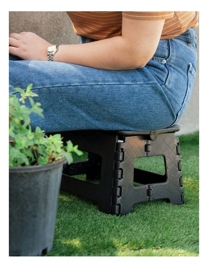 Outdoor Camping Plastic Folding Stool Portable Chair in Black image 4