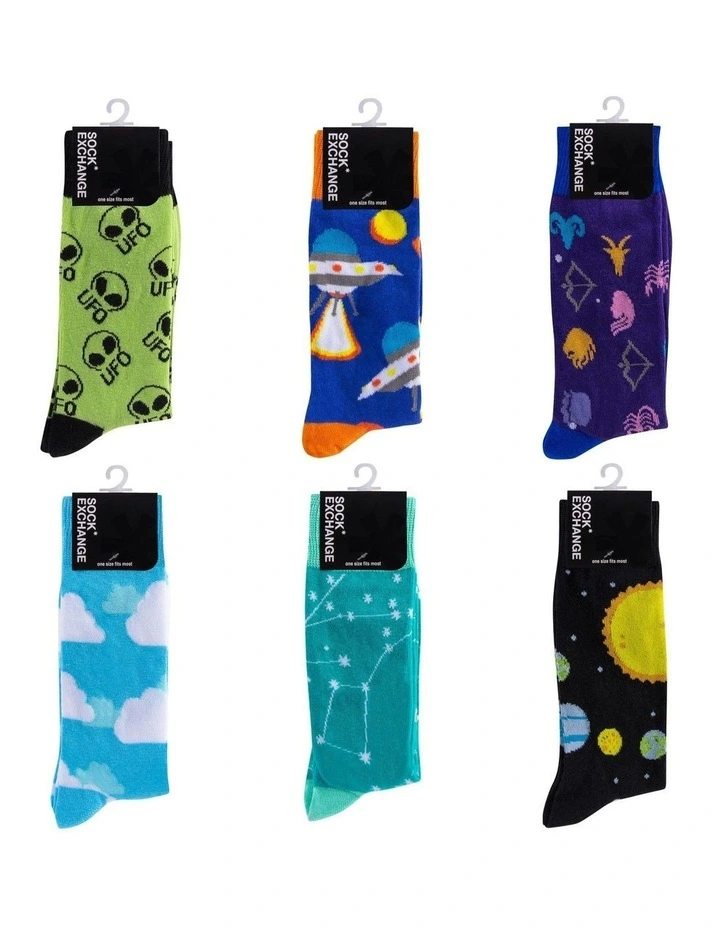 Fashion Novelty Funny Socks 6 Pairs in Multi image 1