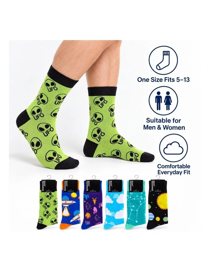 Fashion Novelty Funny Socks 6 Pairs in Multi image 2