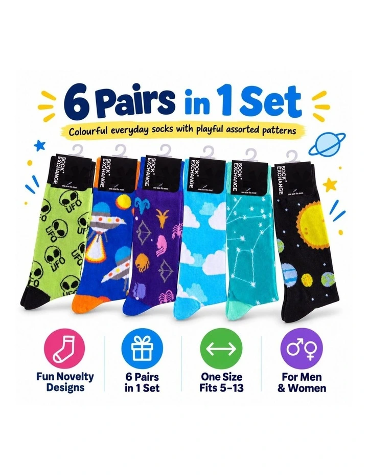 Fashion Novelty Funny Socks 6 Pairs in Multi image 5
