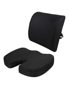 Ergonomic Memory Foam Back Support Cushion Set in Black