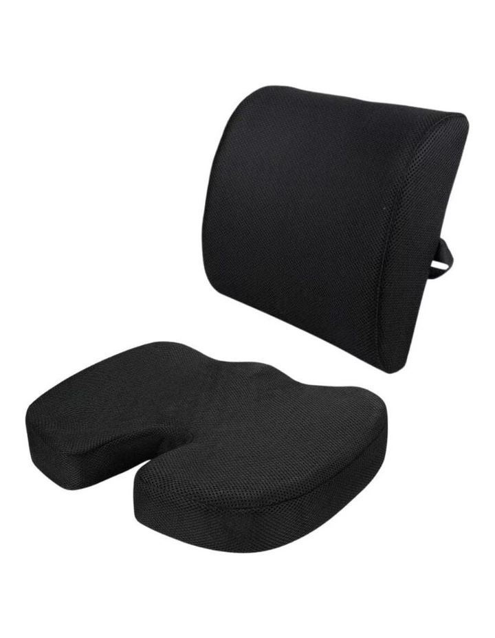Ergonomic Memory Foam Back Support Cushion Set in Black image 1