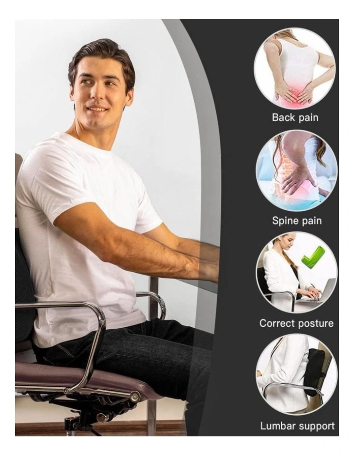Ergonomic Memory Foam Back Support Cushion Set in Black image 2