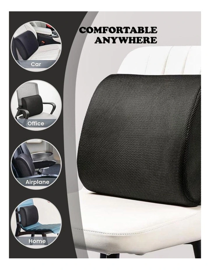 Ergonomic Memory Foam Back Support Cushion Set in Black image 3