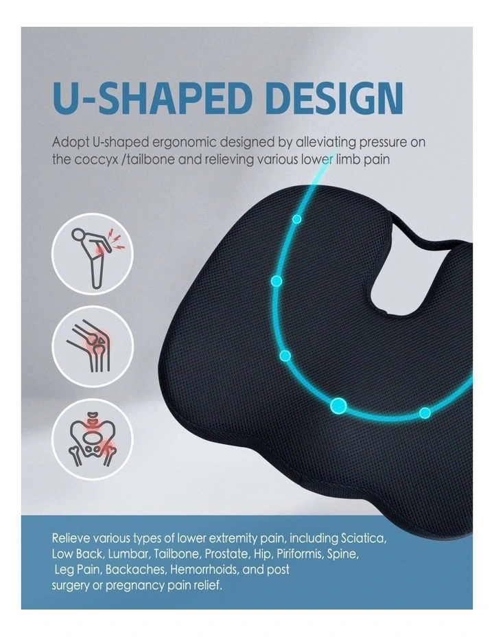 Ergonomic Memory Foam Back Support Cushion Set in Black image 4