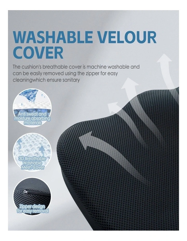 Ergonomic Memory Foam Back Support Cushion Set in Black image 5