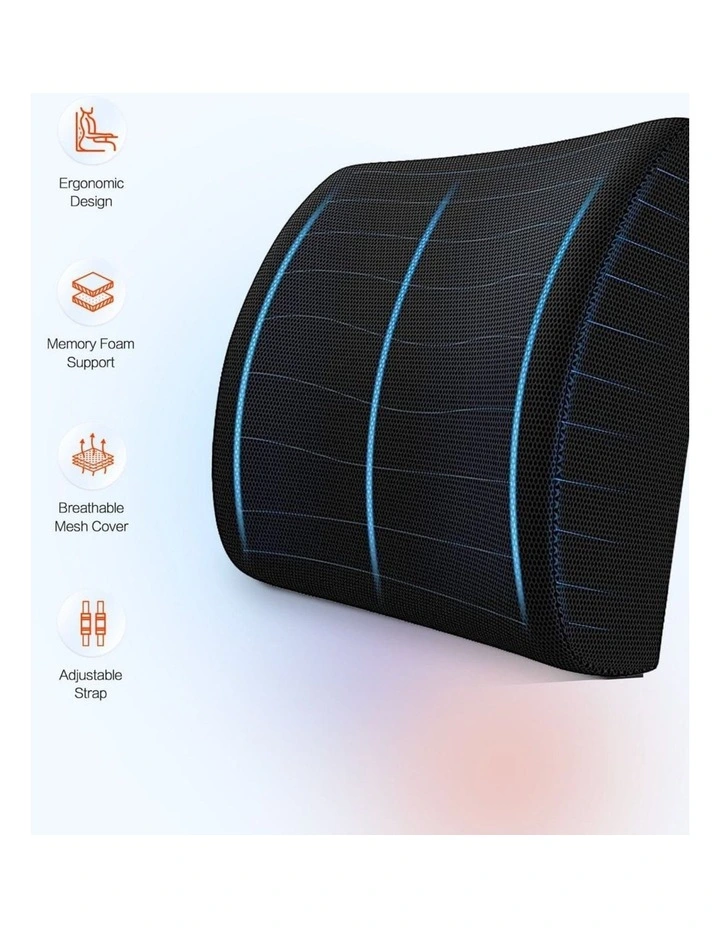 Ergonomic Memory Foam Back Support Cushion Set in Black image 6