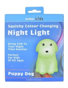 Squishy Silicone Dog Night Light with 8-Colour Tap Control And Timer in Beige