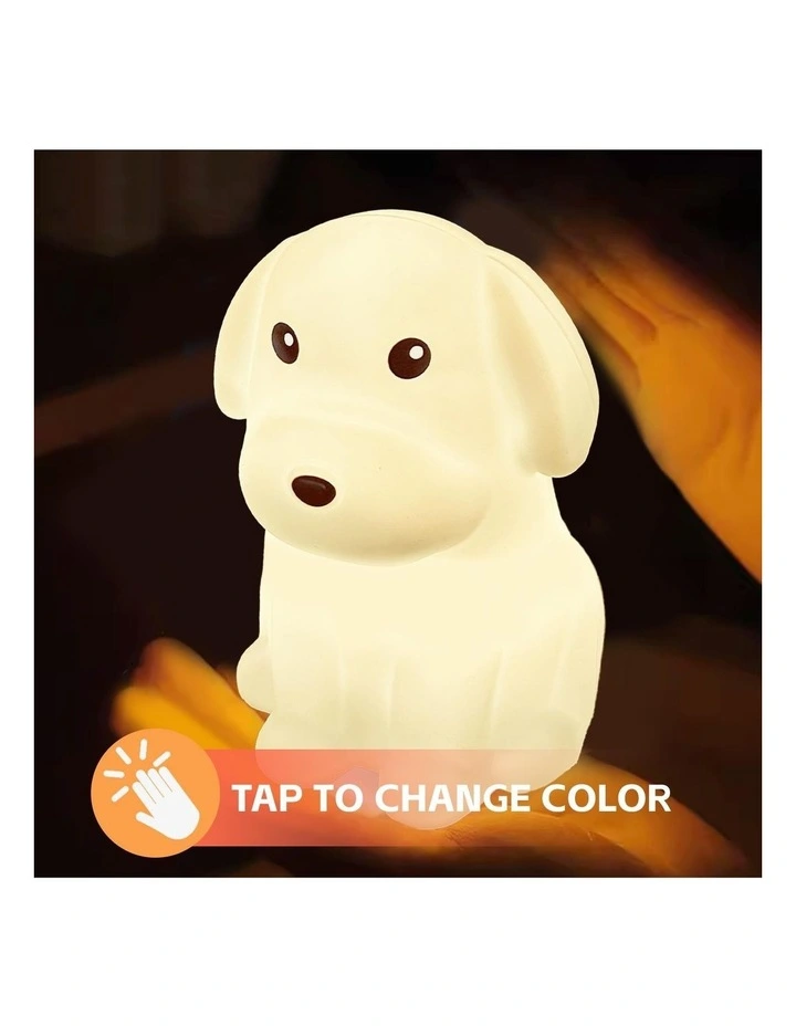 Squishy Silicone Dog Night Light with 8-Colour Tap Control And Timer in Beige image 7