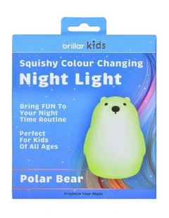Squishy Silicone Polar Bear Night Light with 8-Colour Tap Control And Timer in Beige