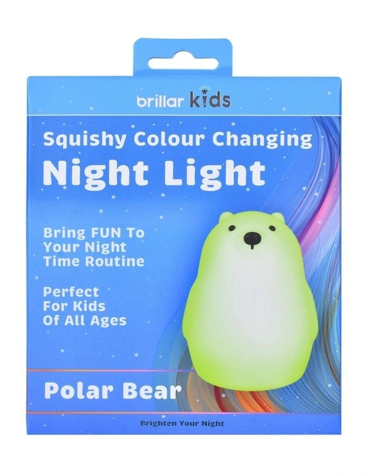 Squishy Silicone Polar Bear Night Light with 8-Colour Tap Control And Timer in Beige image 1