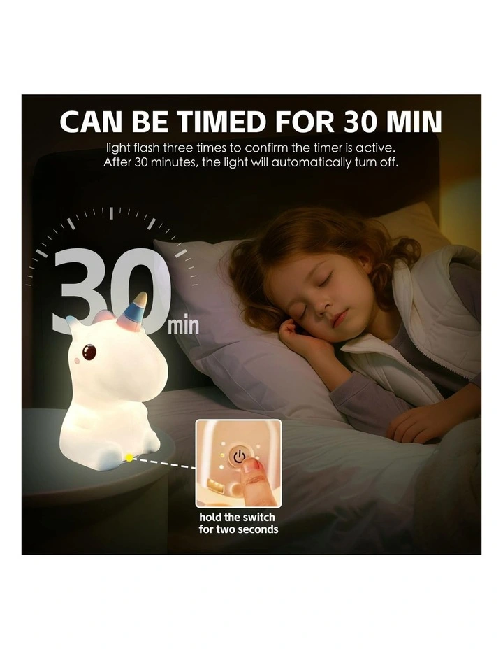Squishy Silicone Polar Bear Night Light with 8-Colour Tap Control And Timer in Beige image 5
