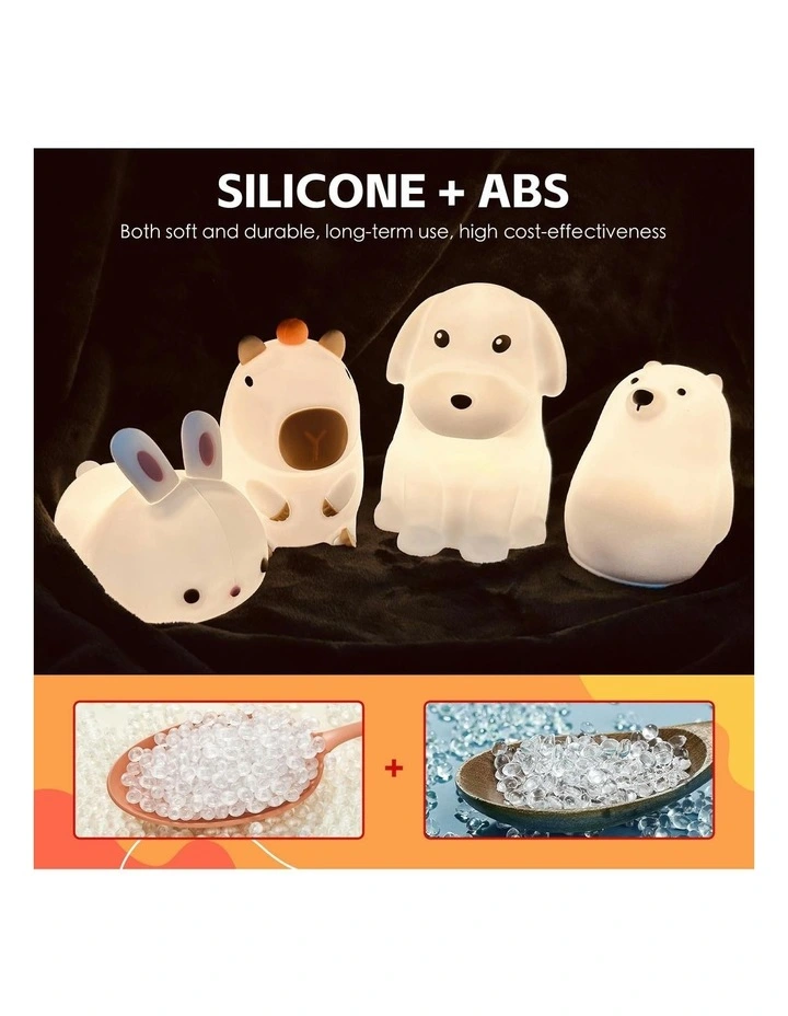 Squishy Silicone Polar Bear Night Light with 8-Colour Tap Control And Timer in Beige image 6