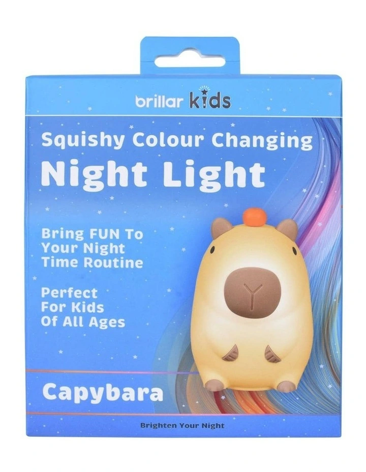 Squishy Silicone Capybara Night Light with 8-Colour Tap Control And Timer in Beige image 1