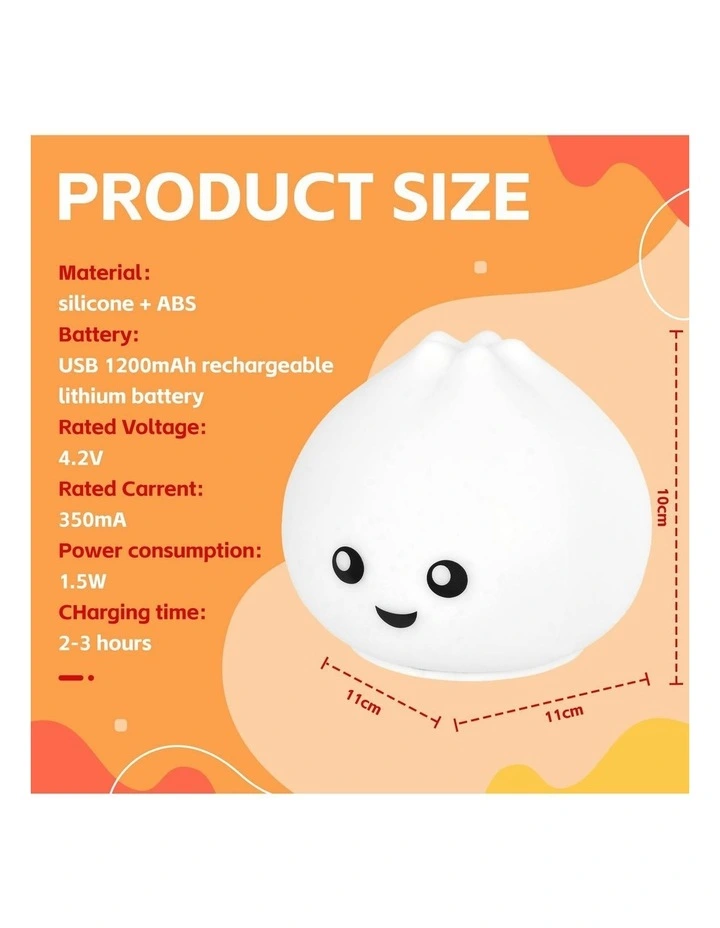 Squishy Silicone Dumpling Night Light with 8-Colour Tap Control And Timer in Beige image 2