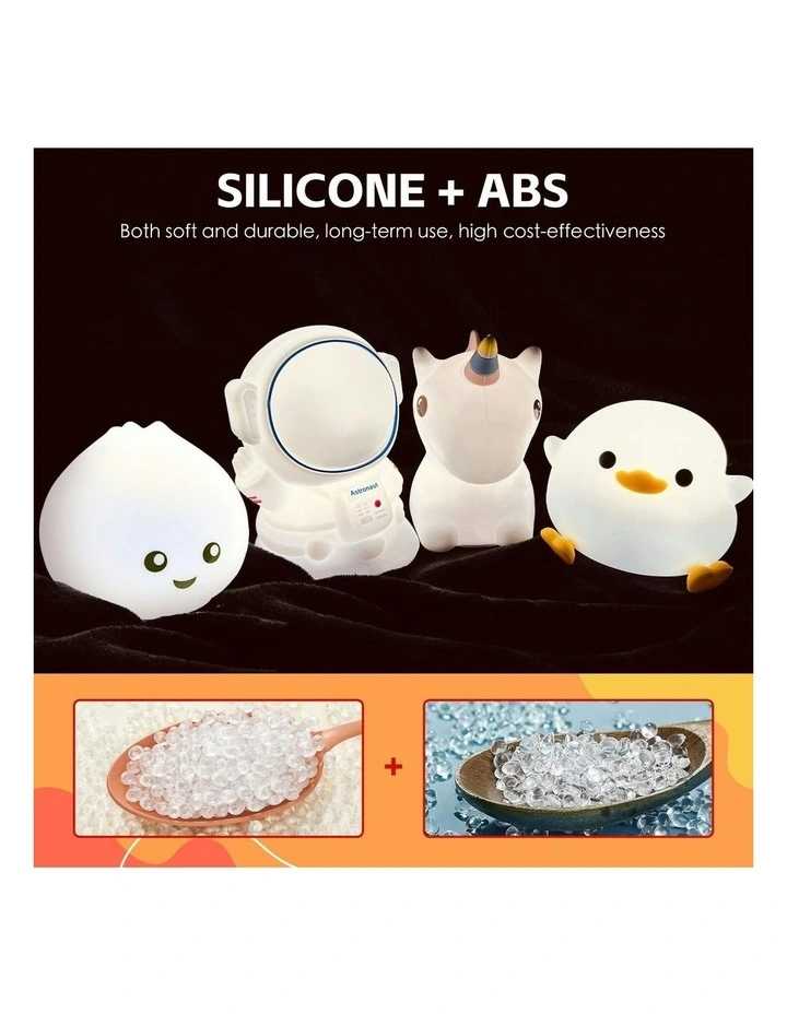 Squishy Silicone Dumpling Night Light with 8-Colour Tap Control And Timer in Beige image 5