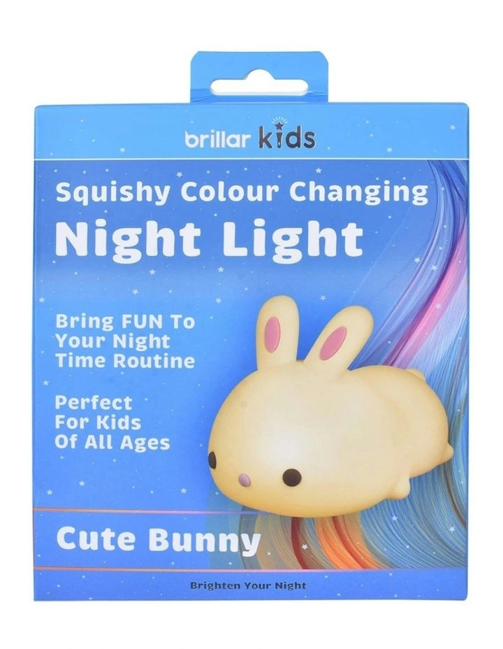 Squishy Silicone Bunny Night Light with 8-Colour Tap Control And Timer in Beige image 1