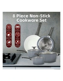 Non-Stick Cookware Set 8 Pieces in Silver