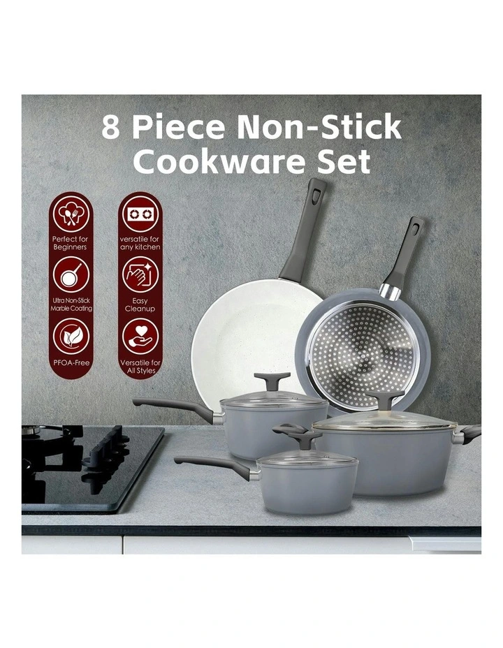 Non-Stick Cookware Set 8 Pieces in Silver image 1
