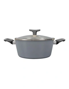 Non-Stick Marble Casserole with Glass Lid 24cm in Grey